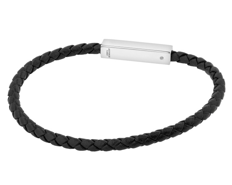 Bransoletka ze stali szlachetnej i skóry