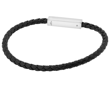 Bransoletka ze stali szlachetnej i skóry