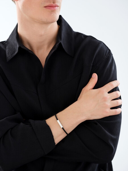 Bransoletka ze stali szlachetnej i skóry