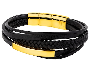 Bransoletka ze stali szlachetnej i skóry