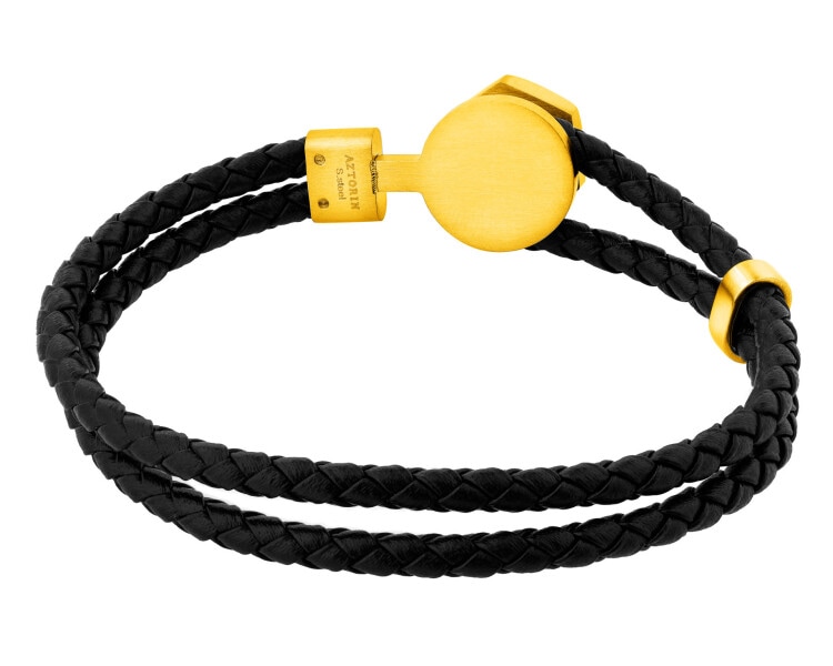 Bransoletka ze stali szlachetnej i skóry