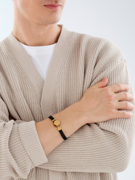 Bransoletka ze stali szlachetnej i skóry