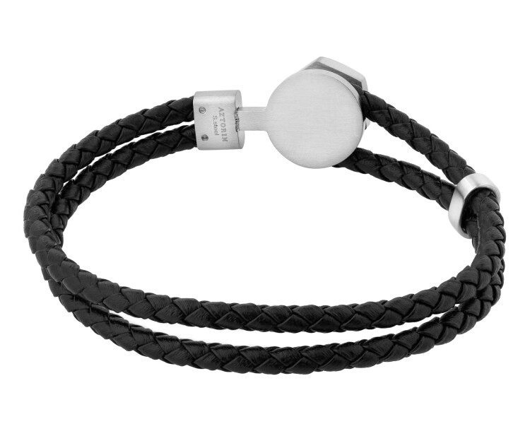 Bransoletka ze stali szlachetnej i skóry