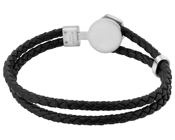 Bransoletka ze stali szlachetnej i skóry