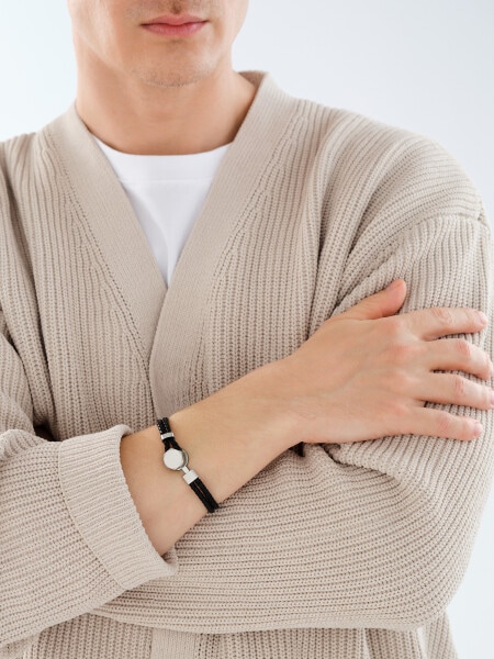 Bransoletka ze stali szlachetnej i skóry