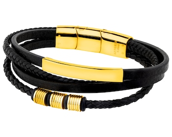 Bransoletka ze stali szlachetnej i skóry