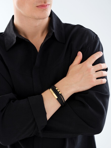 Bransoletka ze stali szlachetnej i skóry