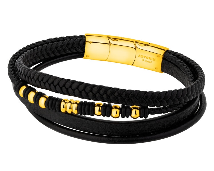 Bransoletka ze stali szlachetnej i skóry