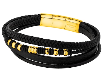 Bransoletka ze stali szlachetnej i skóry