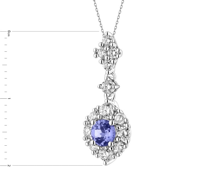 Zawieszka z białego złota z brylantami i tanzanitem - próba 585