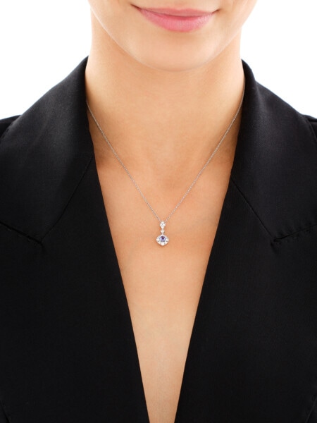 Zawieszka z białego złota z brylantami i tanzanitem - próba 585