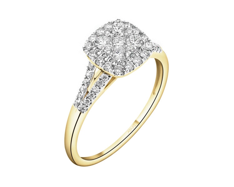 Pierścionek  z żółtego złota z brylantami - 0,51 ct - próba 585