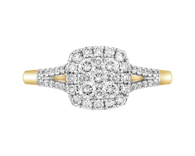 Pierścionek  z żółtego złota z brylantami - 0,51 ct - próba 585