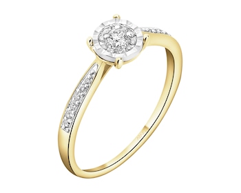 Pierścionek z żółtego i białego złota z brylantami - 0,15 ct - próba 585