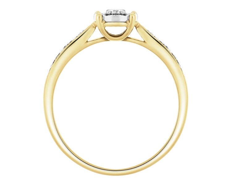 Pierścionek z żółtego i białego złota z brylantami - 0,15 ct - próba 585