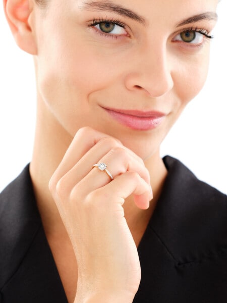 Pierścionek z żółtego i białego złota z brylantami - 0,15 ct - próba 585