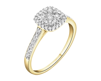 Pierścionek  z żółtego złota z brylantami - 0,33 ct - próba 585