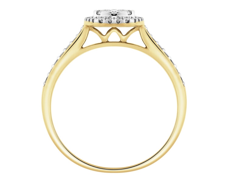 Pierścionek  z żółtego złota z brylantami - 0,33 ct - próba 585