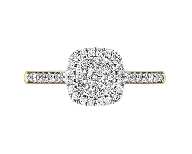 Pierścionek  z żółtego złota z brylantami - 0,33 ct - próba 585