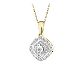 Zawieszka z żółtego i białego złota z brylantami - 0,10 ct - próba 585