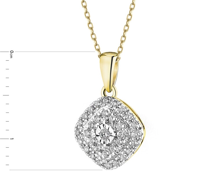 Zawieszka z żółtego i białego złota z brylantami - 0,10 ct - próba 585