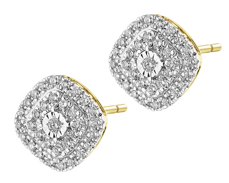 Kolczyki żółtego i białego złota z brylantami - 0,19 ct - próba 585