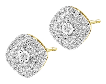 Kolczyki żółtego i białego złota z brylantami - 0,19 ct - próba 585