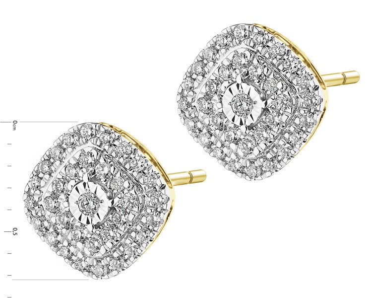 Kolczyki żółtego i białego złota z brylantami - 0,19 ct - próba 585