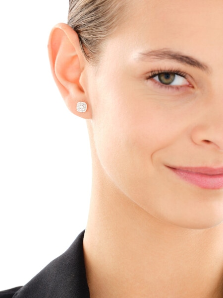 Kolczyki żółtego i białego złota z brylantami - 0,19 ct - próba 585