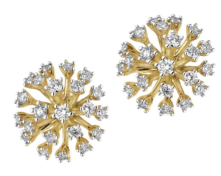 Kolczyki z żółtego złota z brylantami - 0,64 ct - próba 585