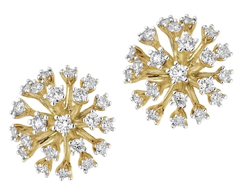 Kolczyki z żółtego złota z brylantami - 0,64 ct - próba 585