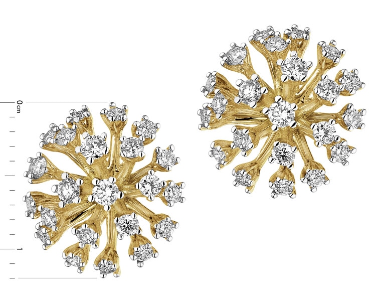 Kolczyki z żółtego złota z brylantami - 0,64 ct - próba 585