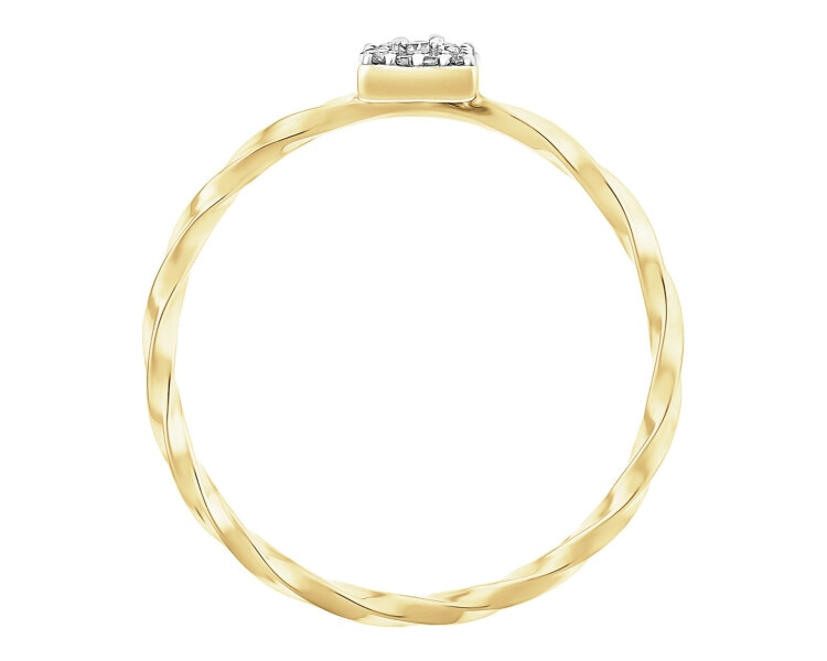 Pierścionek z żółtego złota diamentami - 0,02 ct - próba 375
