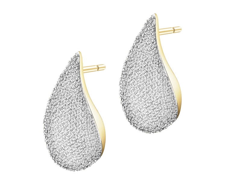 Kolczyki z żółtego złota z diamentami - 1,60 ct - próba 585