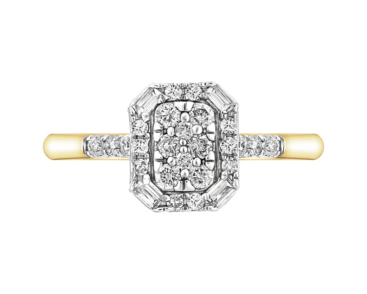 Pierścionek z żółtego złota z diamentami - 0,31 ct - próba 585