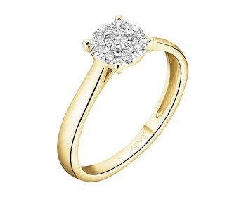 Pierścionek z żółtego i białego złota z brylantami - 0,12 ct - próba 585