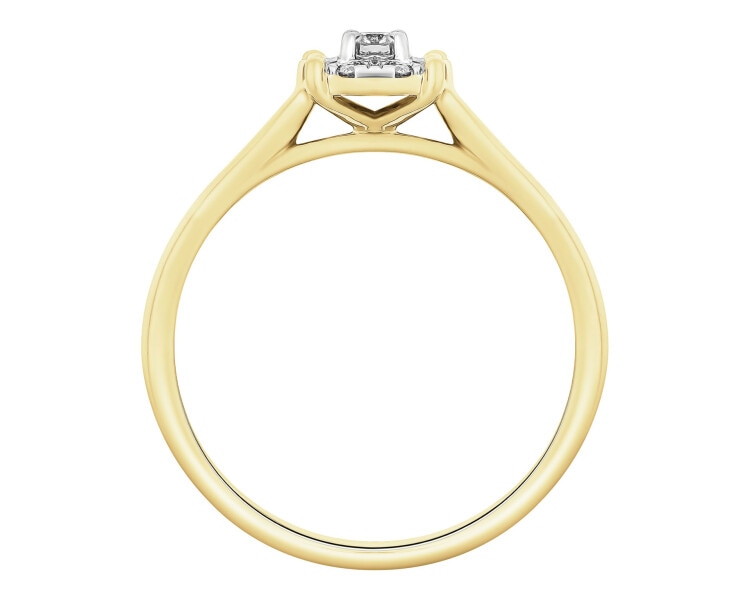 Pierścionek z żółtego i białego złota z brylantami - 0,12 ct - próba 585