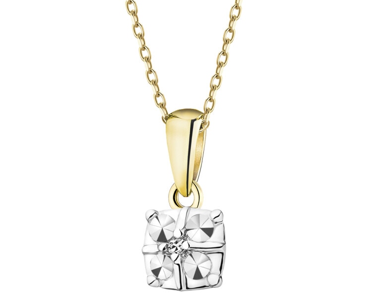 Zawieszka z żółtego złota z diamentem - 0,002 ct - próba 375