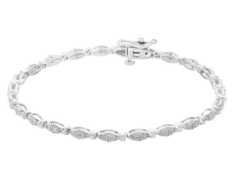 Bransoletka z białego złota z diamentami - 18 cm - 0,34 ct - próba 585