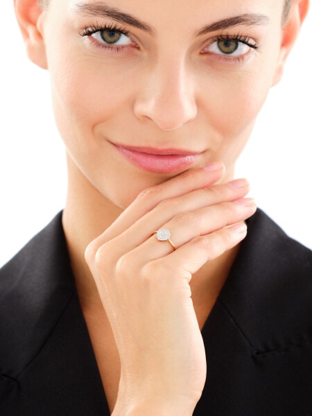 Pierścionek z żółtego i białego złota z brylantami - 0,10 ct - próba 585