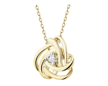 Zawieszka z żółtego złota z brylantem - 0,02 ct - próba 375