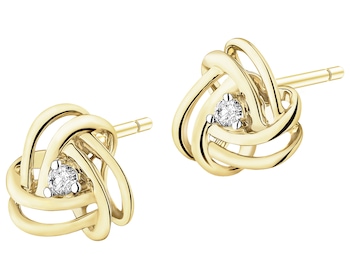 Kolczyki z żółtego złota z brylantami - 0,02 ct - próba 375