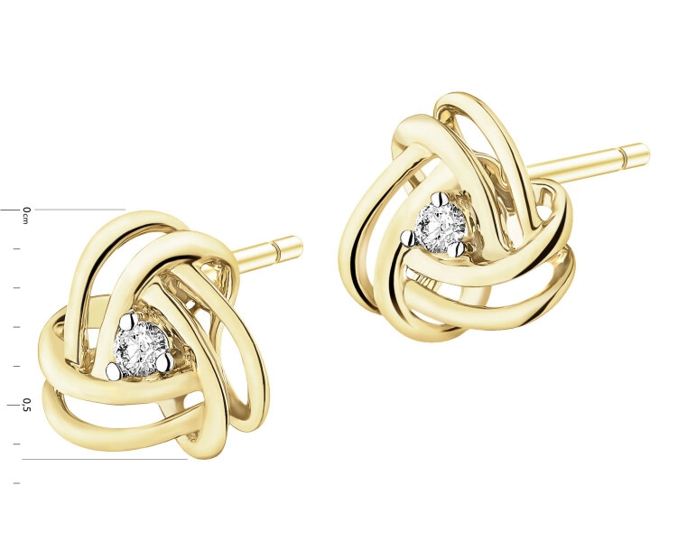 Kolczyki z żółtego złota z brylantami - 0,02 ct - próba 375