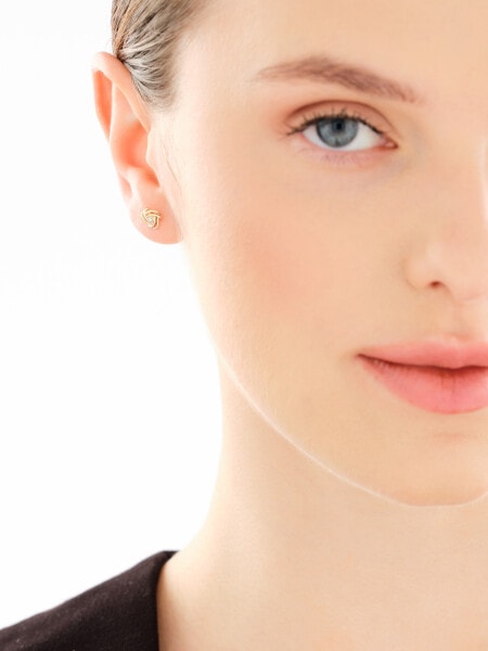 Kolczyki z żółtego złota z brylantami - 0,02 ct - próba 375