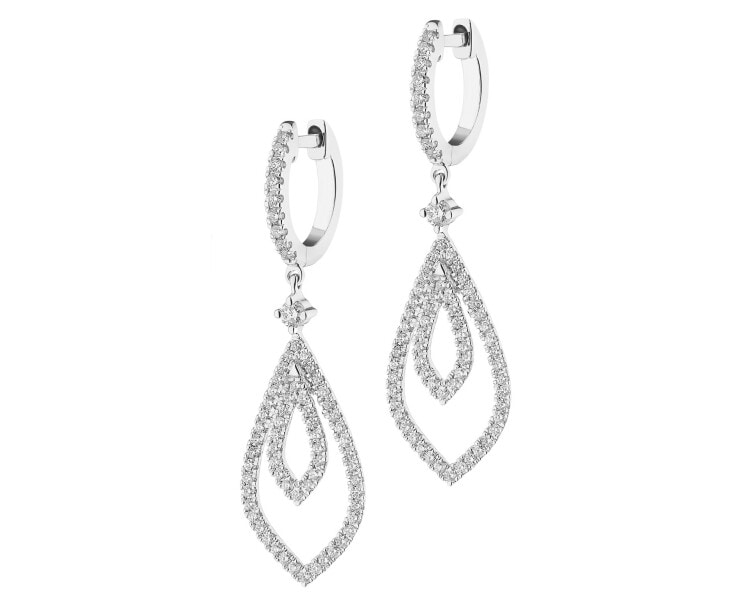 Kolczyki z białego złota z brylantami - 0,64 ct - próba 585