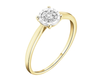 Pierścionek z żółtego i białego złota z brylantami - 0,07 ct - próba 585