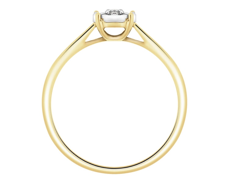 Pierścionek z żółtego i białego złota z brylantami - 0,07 ct - próba 585