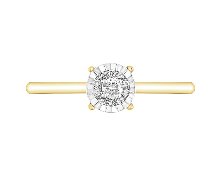 Pierścionek z żółtego i białego złota z brylantami - 0,07 ct - próba 585