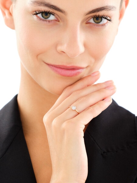 Pierścionek z żółtego i białego złota z brylantami - 0,07 ct - próba 585