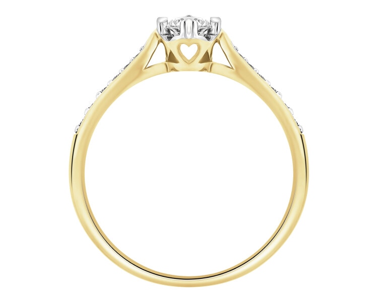 Pierścionek z żółtego złota z brylantami - serce - 0,25 ct - próba 585